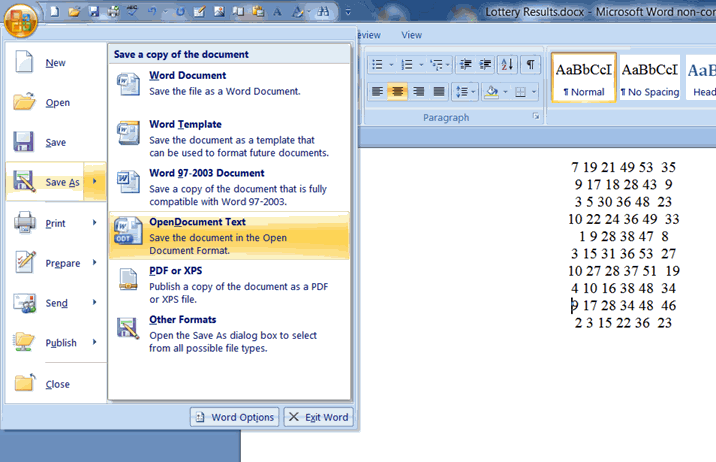 Save the lottery results as a text file or copy and paste to a Notepad lotto database.