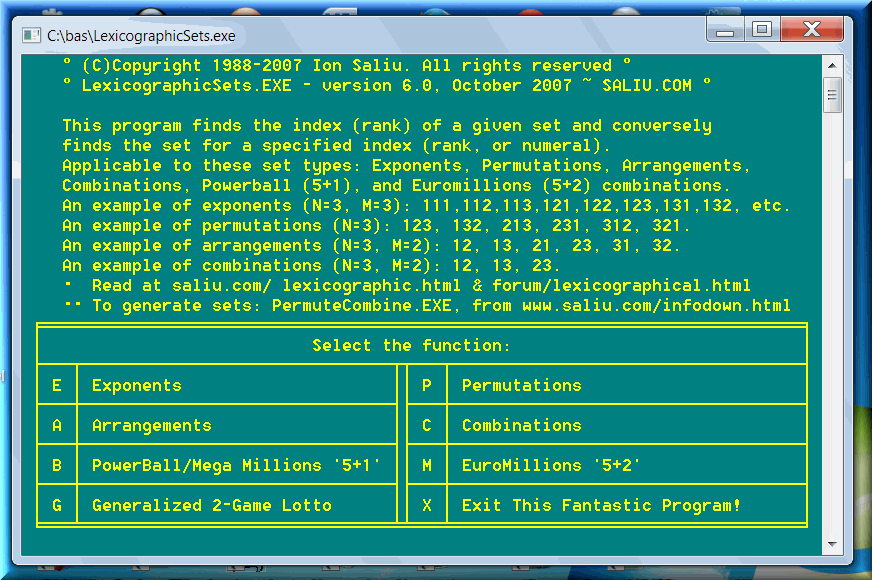 Science Software: Statistics, Probability, Odds, Combinatorial Mathematics, Algorithms.