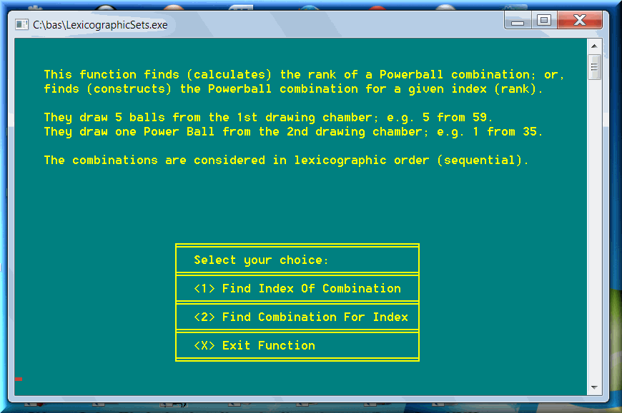 Powerball, Mega Millions lexicographical algorithms are unique to Ion Saliu.