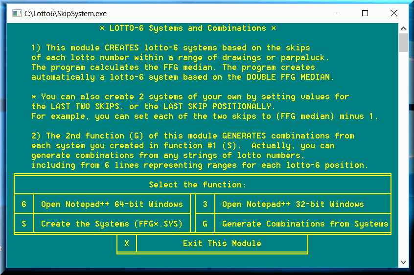 The lottery skip software generates combinations from positional systems.