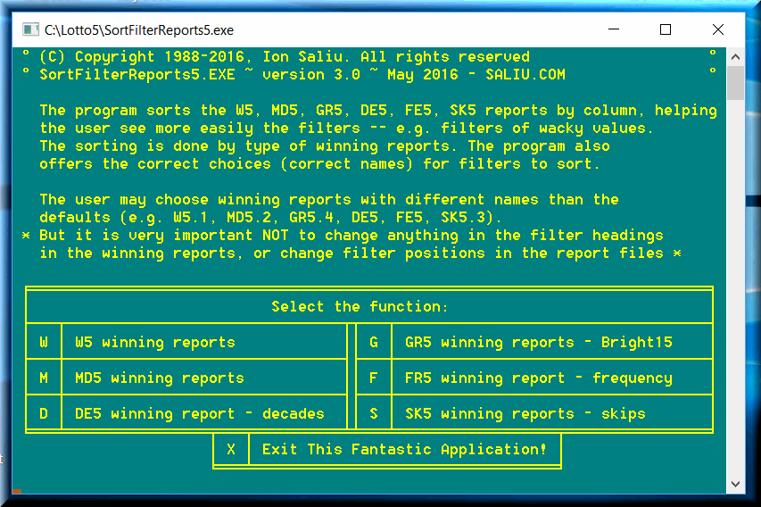 Lottery software sorts numeric columns in ascending or descending order to discover strategies.