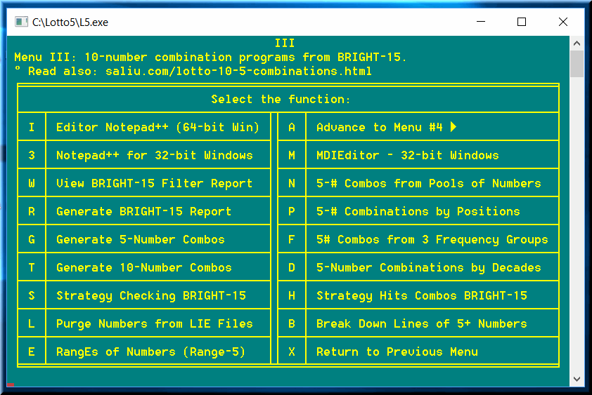 Ultimate lotto-5 can generate 10 numbers per combination.